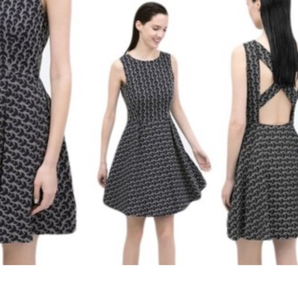 Zara Basic Cut Out Back Dress Arrow Print